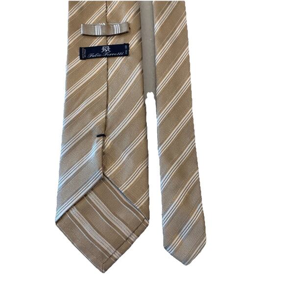 Fabio Ferretti Italian Handmade Men’s Tie Luxury Silk Neutral Striped - Picture 4 of 13